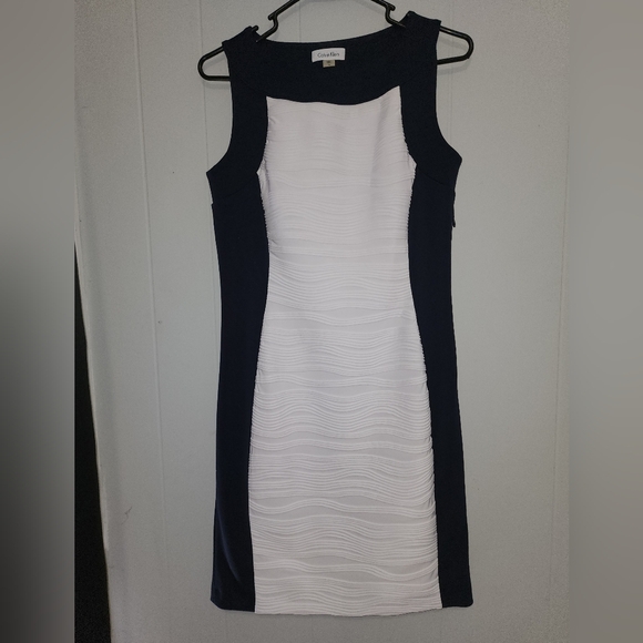 Calvin Klein Classy Gorgeous 😍 Navy Blue And White Dress - Picture 10 of 16